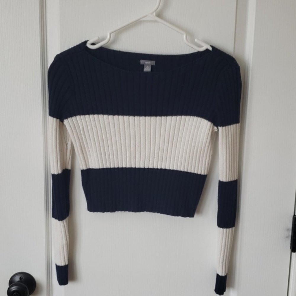 AERIE striped crop top sweater